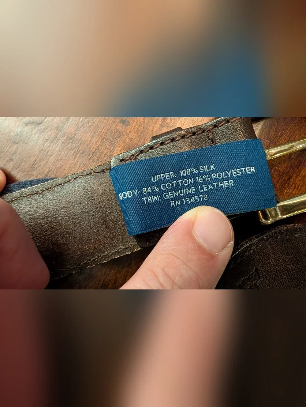 Vineyard Vines Vintage Blue Cotton Silk Whales Logo Leather Casual Belt Size 38